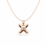 Criss-Cross Diamond Pendant(without chain) - 18Kt Rose Gold vermeil